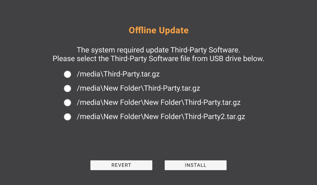 Offline Update Thirdparty Installer