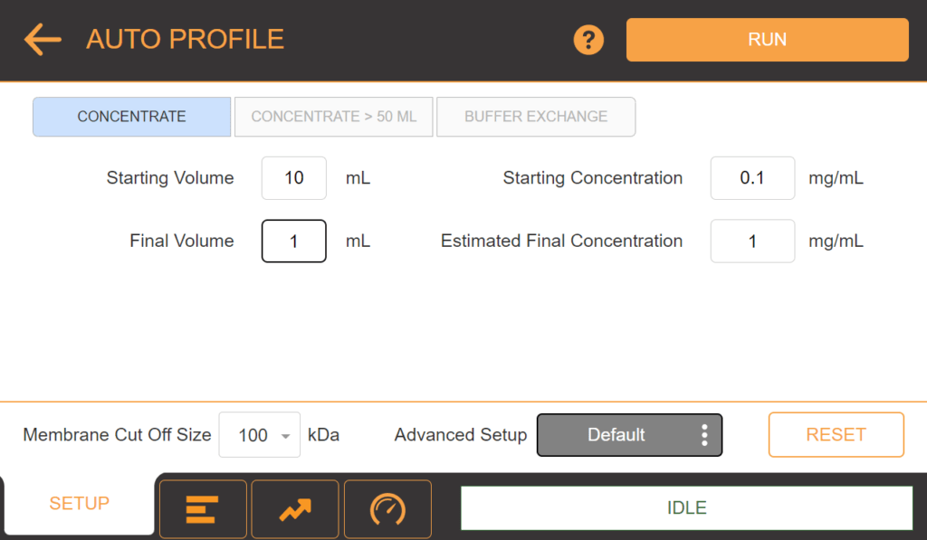 Setting up the Concentrate Profile