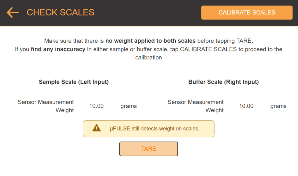 The Check Scales Page is Used to Read the Sensor Values in Real Time