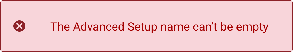 The Advance Setup name empty