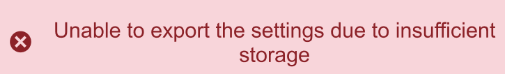 Unable to Export Settings