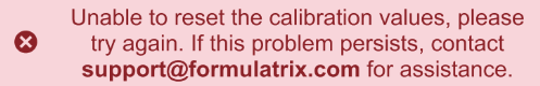 Unable to Reset Calibration Value