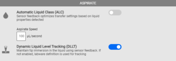 Aspirate Parameters in the Advanced Tab