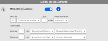 Aspirate Parameters in the Mixing Tab