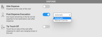 Dispense Parameters under Optimization Tab