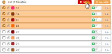 Removing Multiple Sources From the List of Transfers Panel