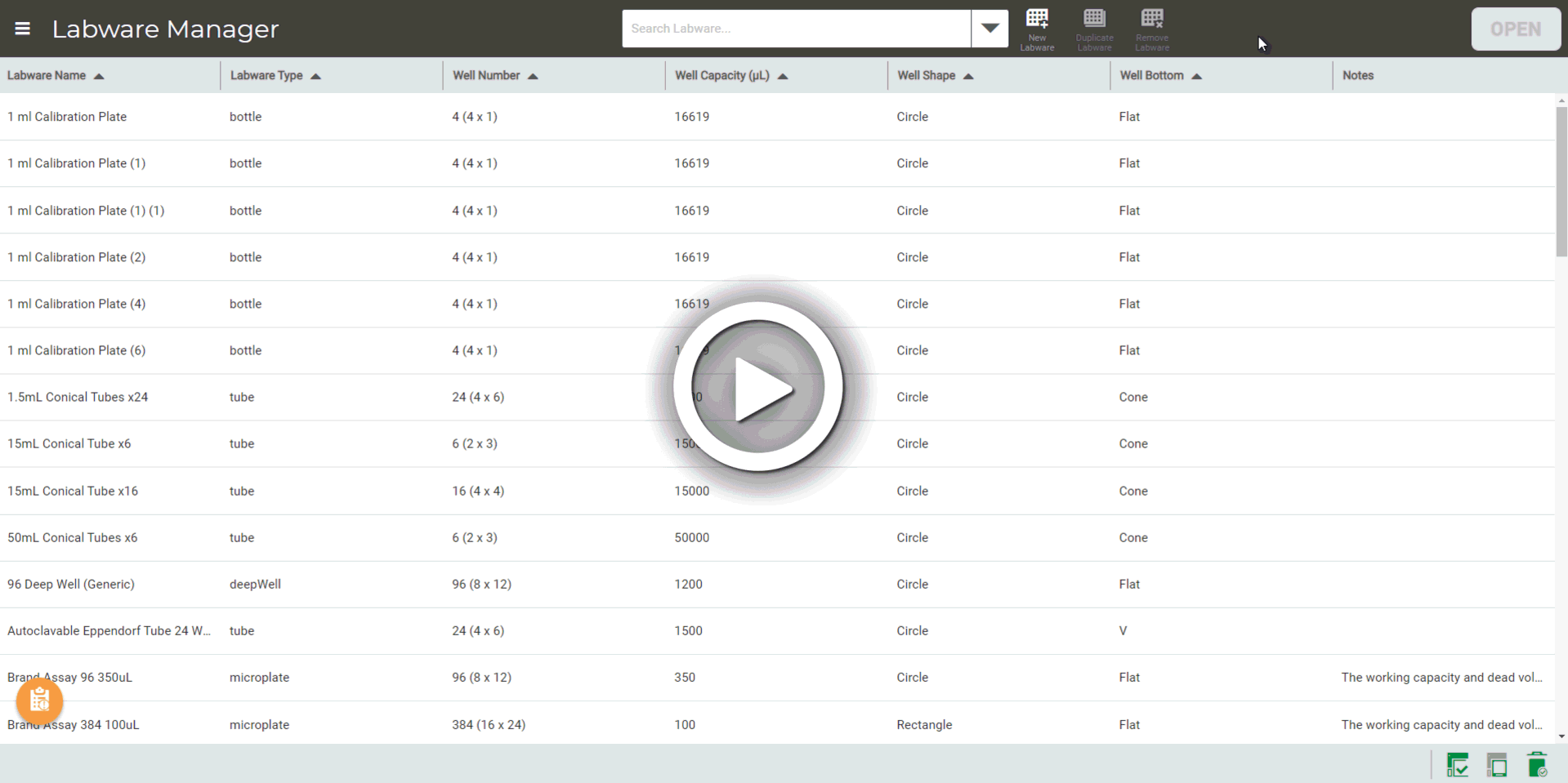 Search Labware Filter Set Up