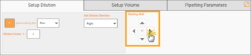 The Starting Well Panel Under the Setup Dilution Tab