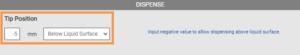 Tip Position Settings in Regular Pipetting Parameters