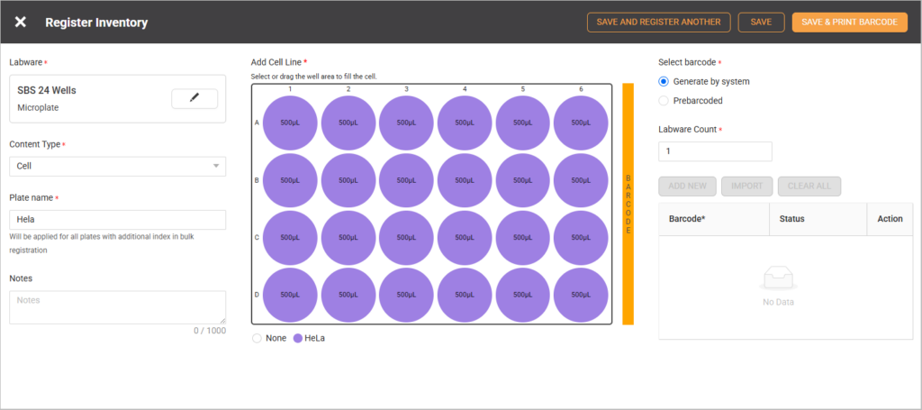 Registering Plate with Cells